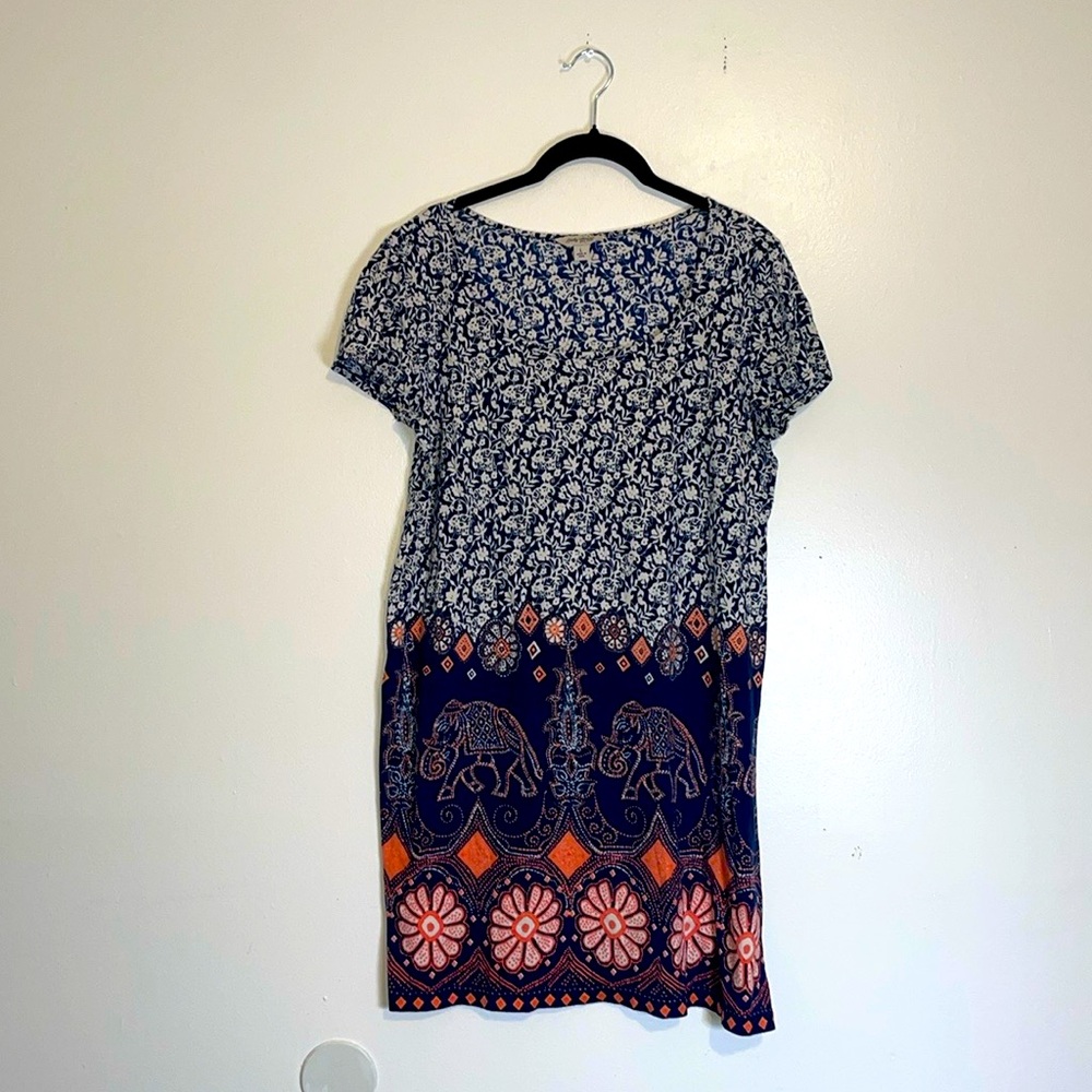 Lucky Brand | Blue and Orange Mini Sheath Dress